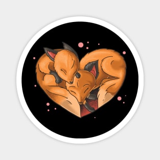 Fox Love For Women Girls Kids Heart Present Poses Cute Fox Magnet